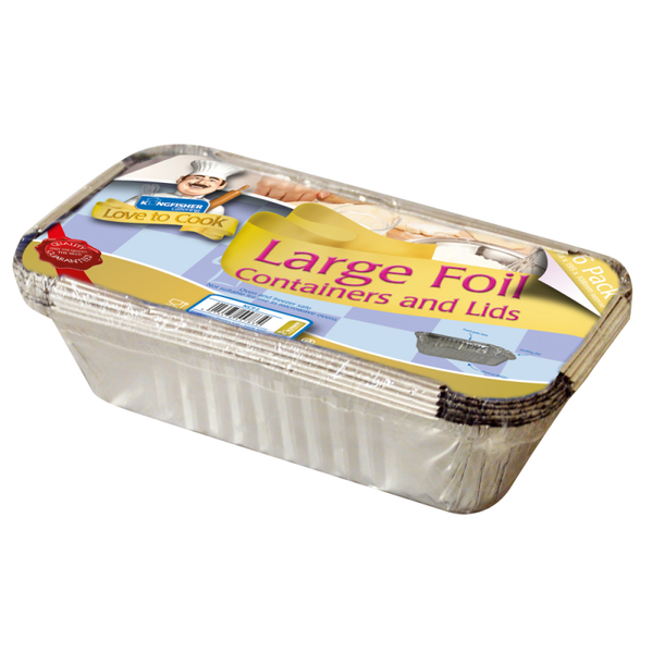 6 PACK OF LARGE FOIL FOOD CONTAINERS WITH LIDS