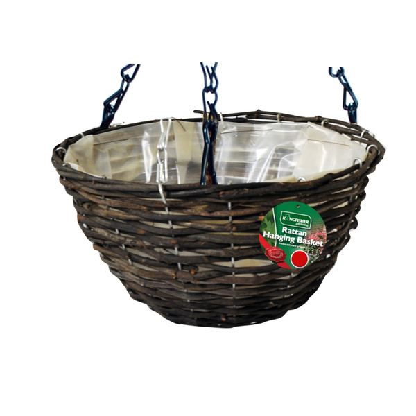 14 inch Dark Rattan Hanging Basket