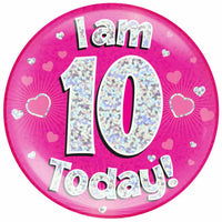 Birthday Badge - Age 10 - Girl - Assorted Designs **