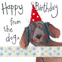 SPOTTY HAT BIRTHDAY CARD - From the Dog