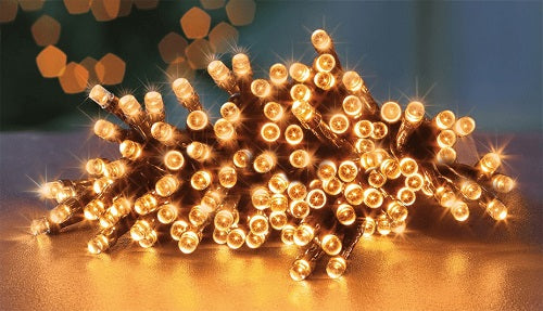 50 LED White Micro Bright Lights Red & Vintage Gold